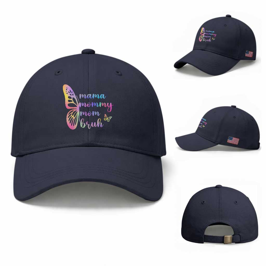 Funny Mom Saying Gift Baseball Cap Mama Mommy Mom Bruh TS12 Baseball Cap Universal Fit Navy Print Your Wear