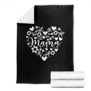 Floral Mama Heart Graphic Throw Blanket Mothers Day Flower Gift TS12 Black Print Your Wear
