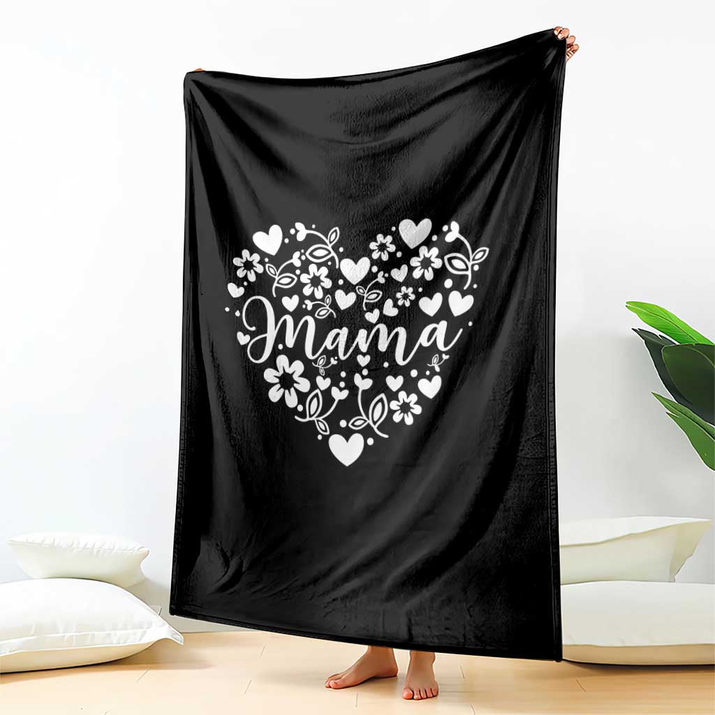 Floral Mama Heart Graphic Throw Blanket Mothers Day Flower Gift TS12 Print Your Wear