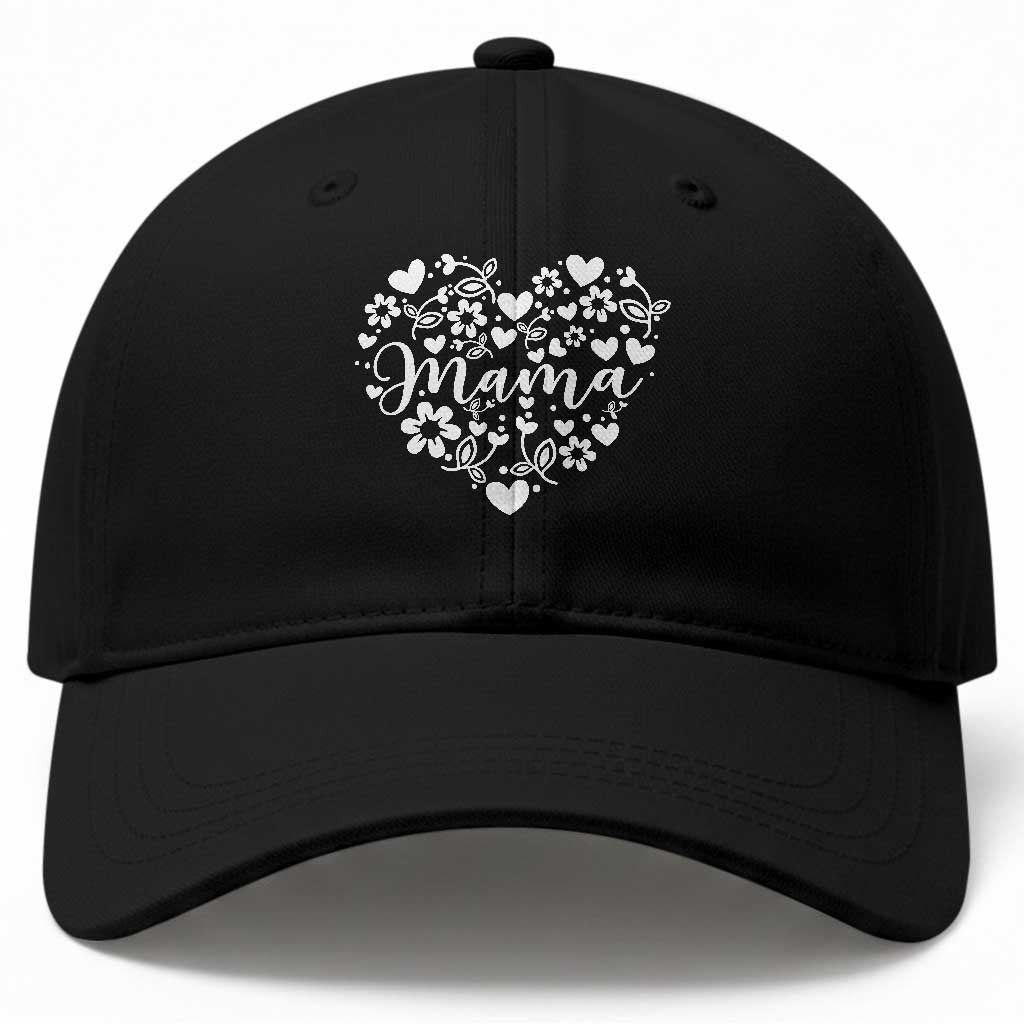 Floral Mama Heart Graphic Baseball Cap Mothers Day Flower Gift TS12 Print Your Wear