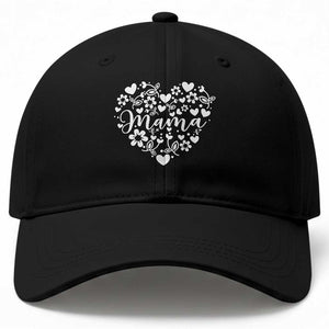 Floral Mama Heart Graphic Baseball Cap Mothers Day Flower Gift TS12 Print Your Wear