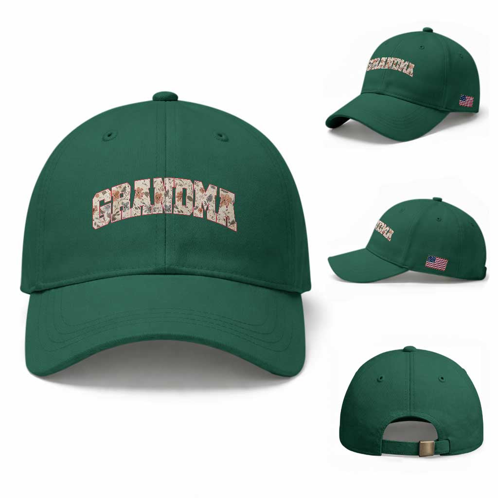 Vintage Floral Grandma Baseball Cap Mothers Day Gift Idea TS12 Baseball Cap Universal Fit Irish Green Print Your Wear