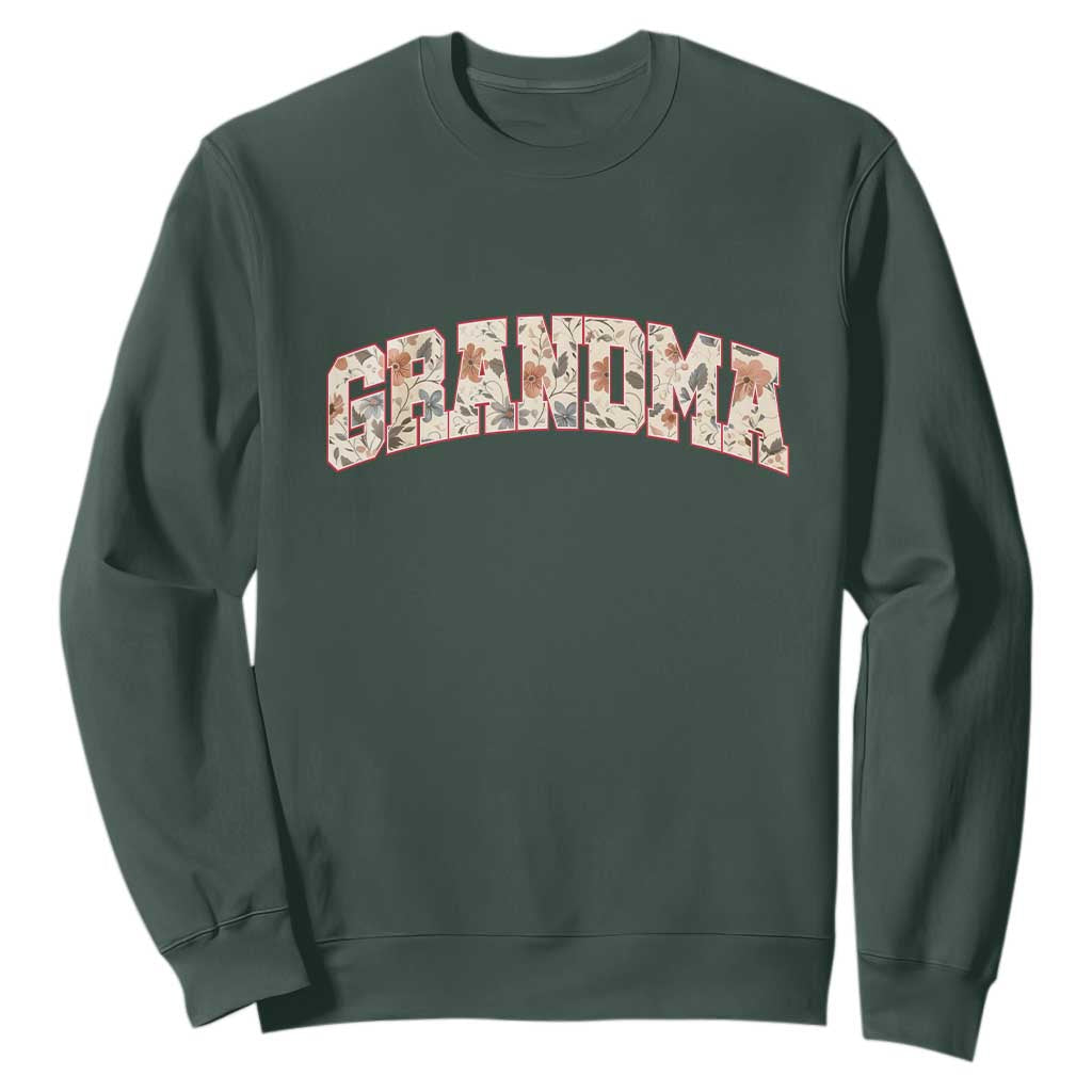 Vintage Floral Grandma Sweatshirt Mothers Day Gift Idea TS12 Dark Forest Green Print Your Wear