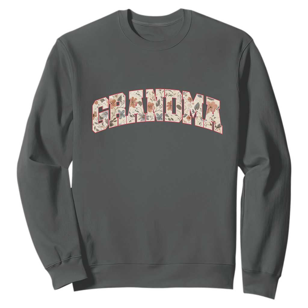 Vintage Floral Grandma Sweatshirt Mothers Day Gift Idea TS12 Dark Heather Print Your Wear