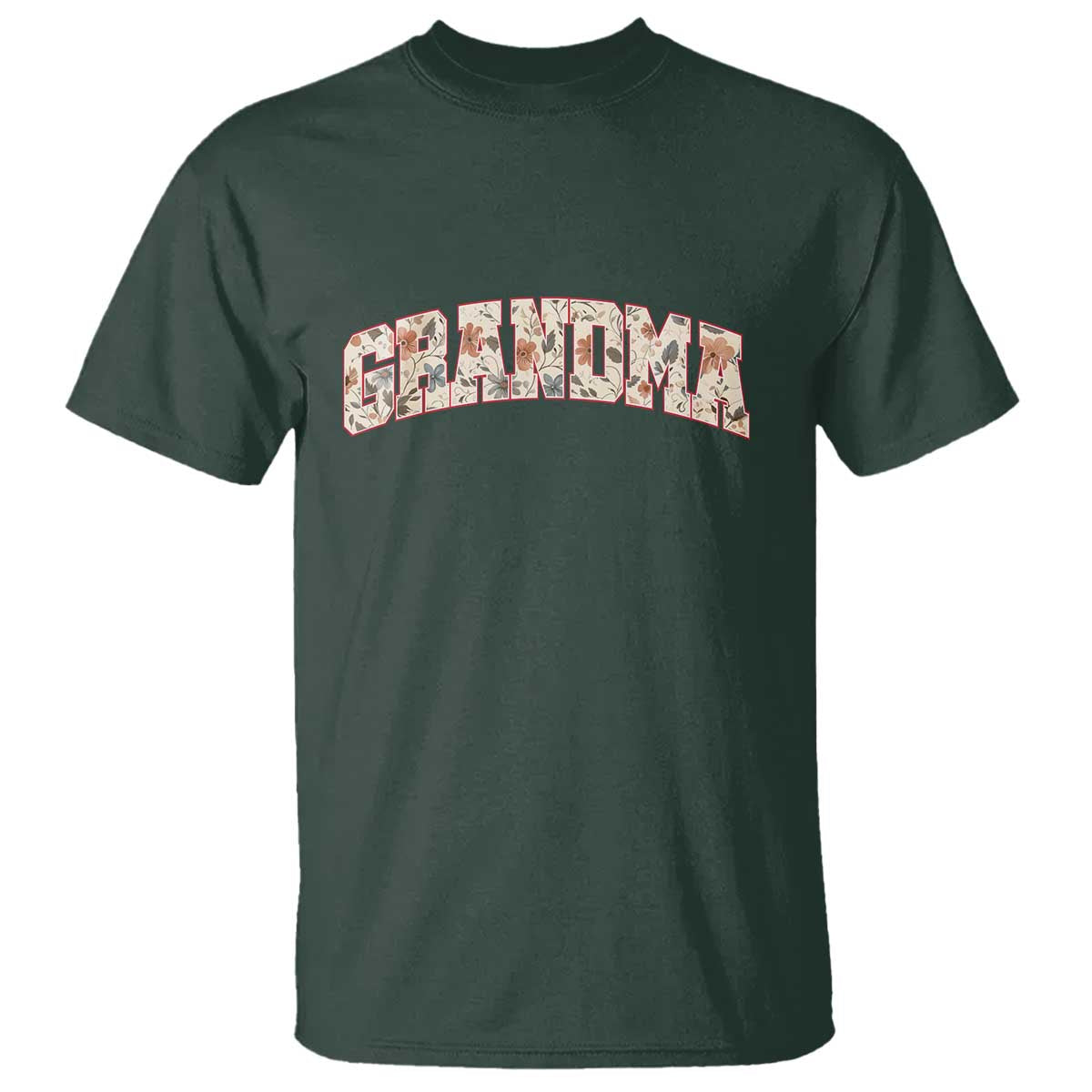 Vintage Floral Grandma T Shirt Mothers Day Gift Idea TS12 Dark Forest Green Print Your Wear