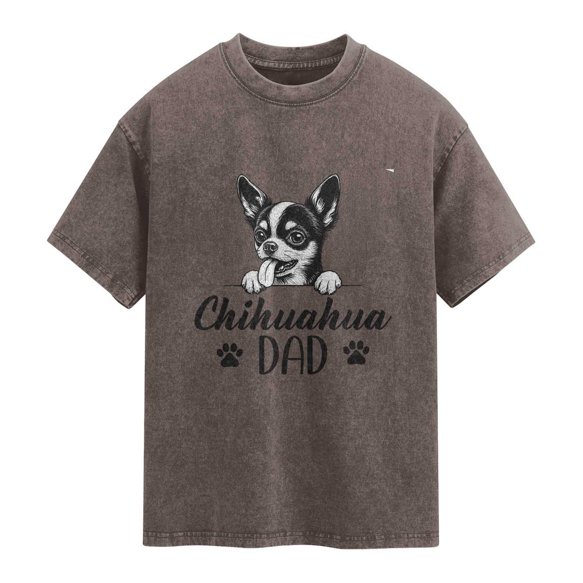 Proud Chihuahua Dad Washed Cotton T-Shirt Dog Lover Gift Idea