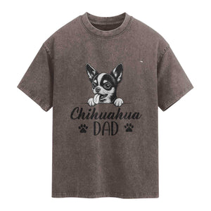 Proud Chihuahua Dad Washed Cotton T-Shirt Dog Lover Gift Idea
