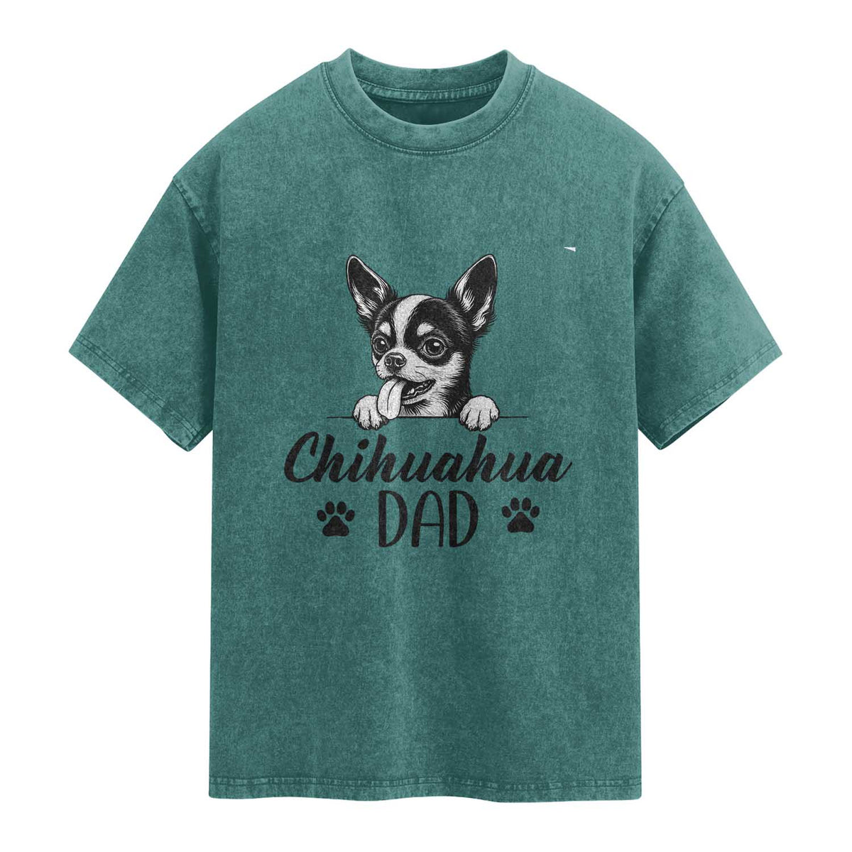 Proud Chihuahua Dad Washed Cotton T-Shirt Dog Lover Gift Idea