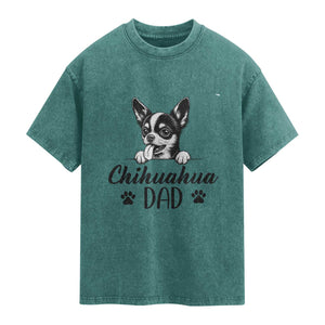 Proud Chihuahua Dad Washed Cotton T-Shirt Dog Lover Gift Idea