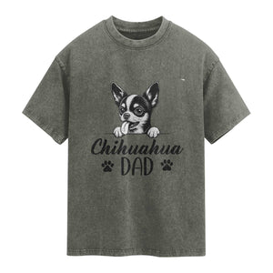 Proud Chihuahua Dad Washed Cotton T-Shirt Dog Lover Gift Idea