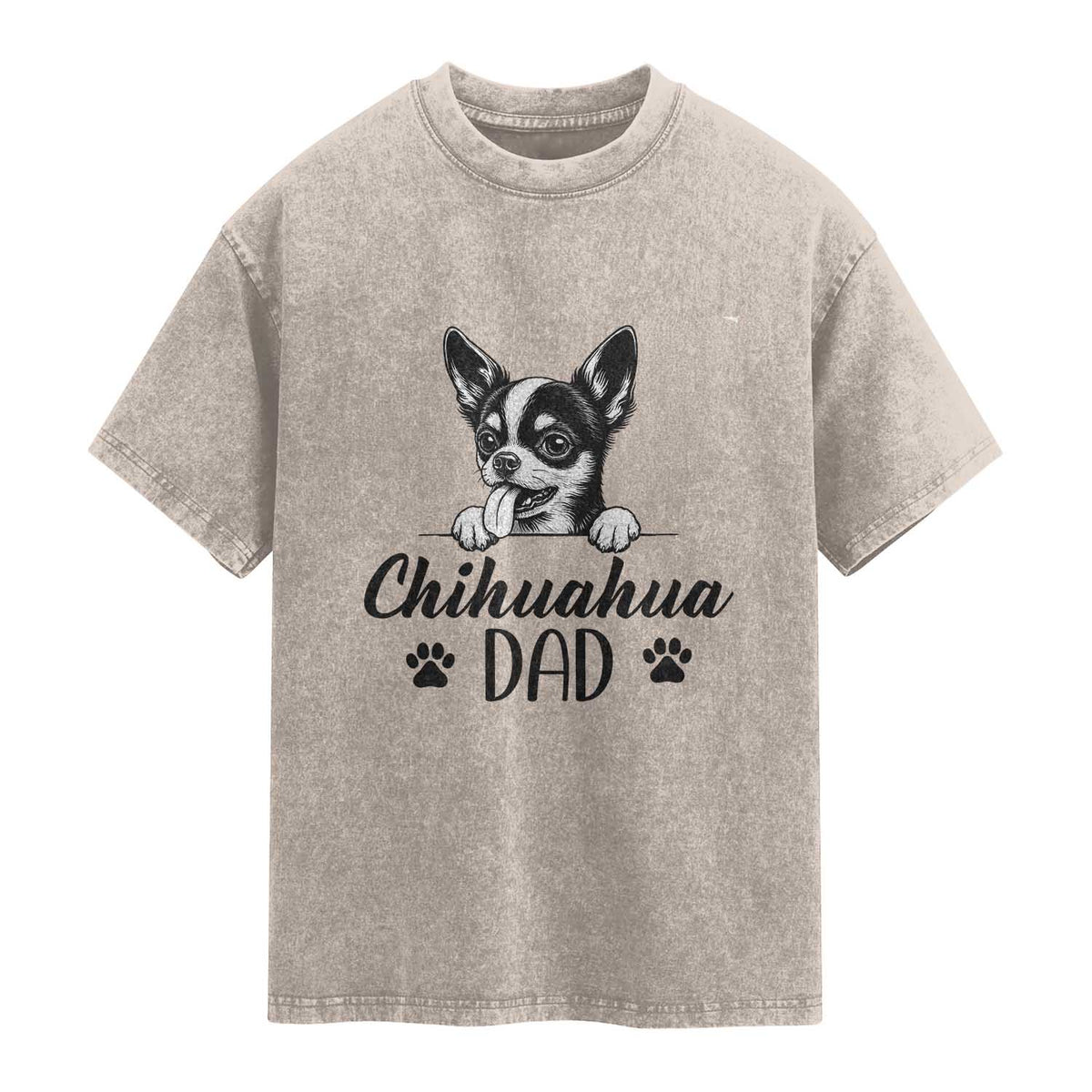 Proud Chihuahua Dad Washed Cotton T-Shirt Dog Lover Gift Idea