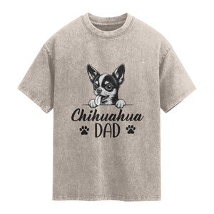 Proud Chihuahua Dad Washed Cotton T-Shirt Dog Lover Gift Idea