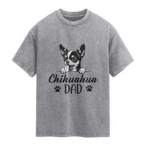 Proud Chihuahua Dad Washed Cotton T-Shirt Dog Lover Gift Idea