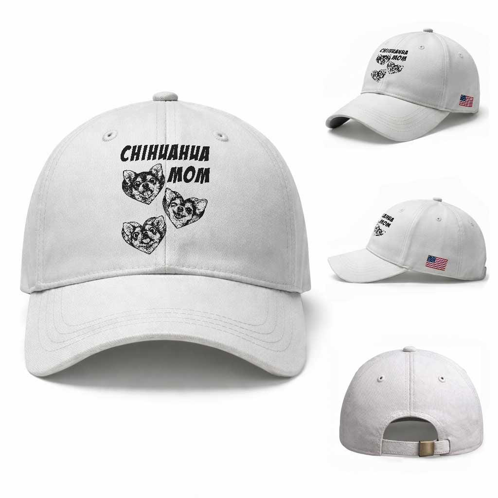Proud Chihuahua Mom Baseball Cap Ankle Biter Dog Lover TS12 Baseball Cap Universal Fit White Print Your Wear