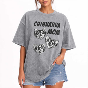 Proud Chihuahua Mom Washed Cotton T-Shirt Ankle Biter Dog Lover