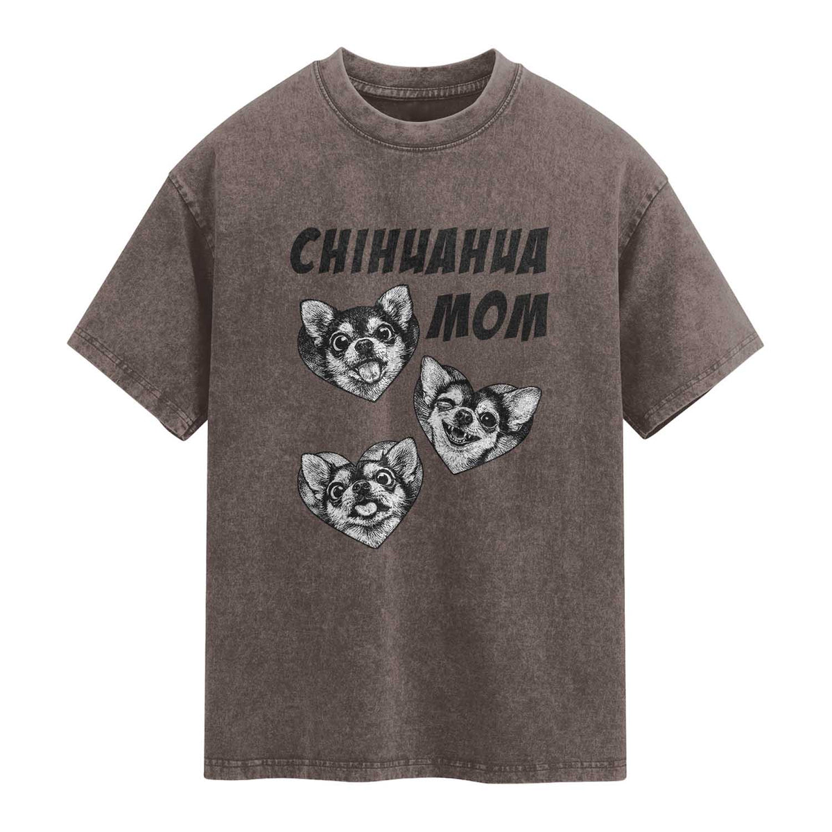 Proud Chihuahua Mom Washed Cotton T-Shirt Ankle Biter Dog Lover
