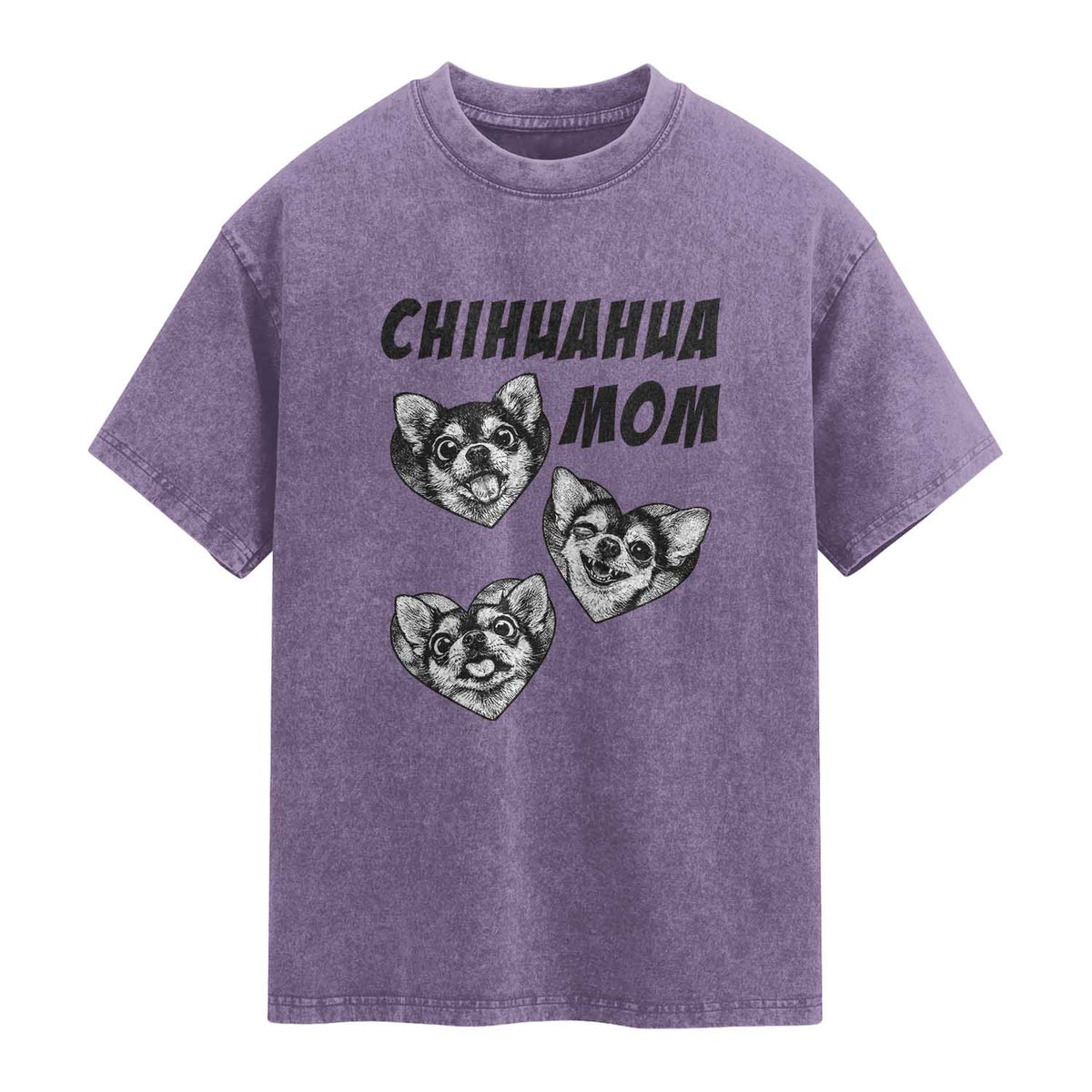 Proud Chihuahua Mom Washed Cotton T-Shirt Ankle Biter Dog Lover