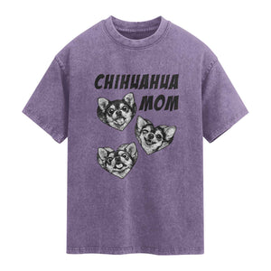 Proud Chihuahua Mom Washed Cotton T-Shirt Ankle Biter Dog Lover