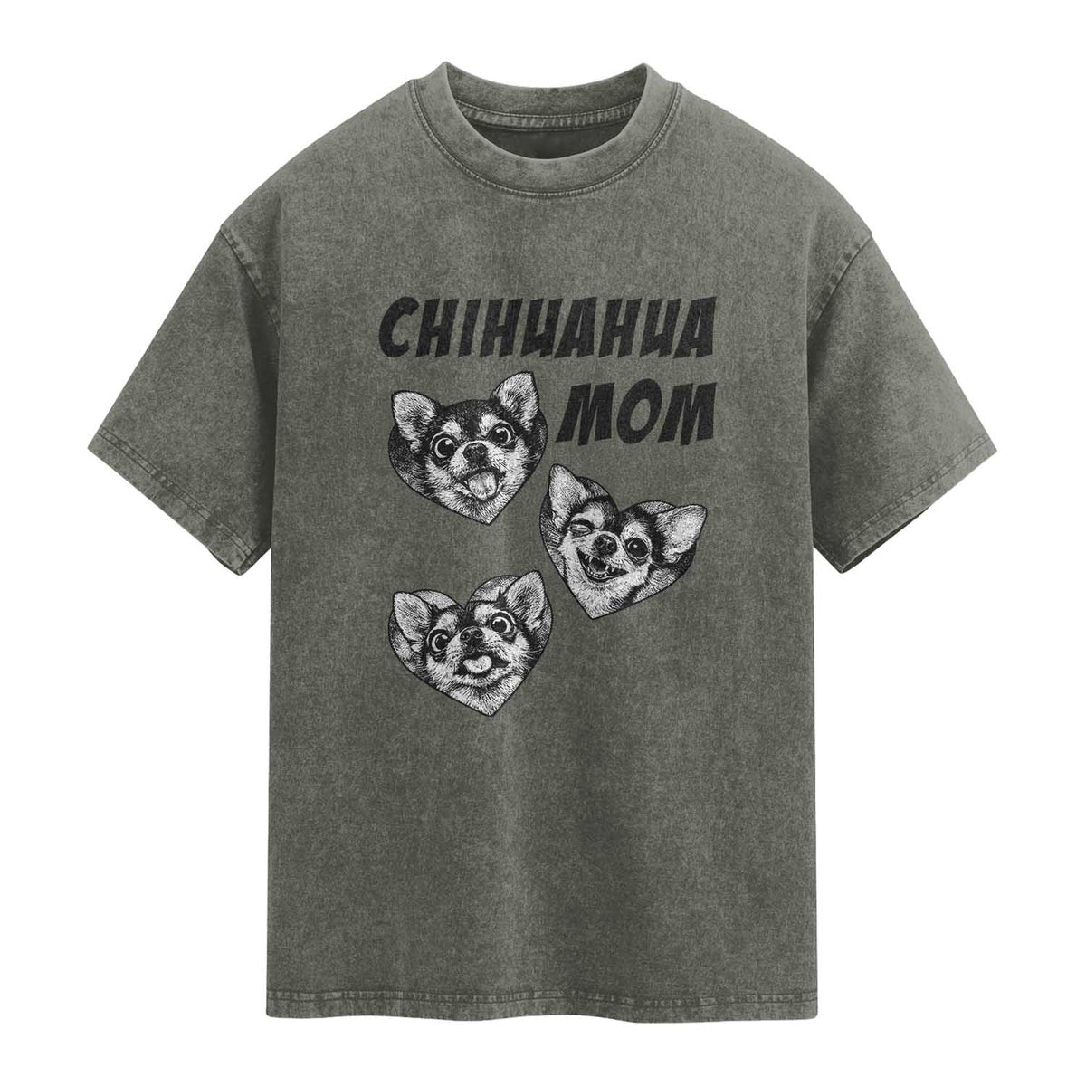 Proud Chihuahua Mom Washed Cotton T-Shirt Ankle Biter Dog Lover