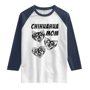Proud Chihuahua Mom Raglan Shirt Ankle Biter Dog Lover TS12 White Navy Print Your Wear