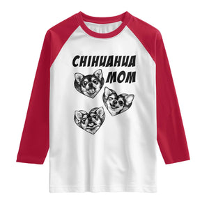 Proud Chihuahua Mom Raglan Shirt Ankle Biter Dog Lover TS12 White Red Print Your Wear