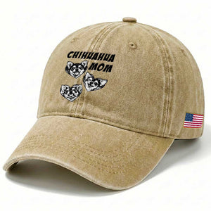 Proud Chihuahua Mom Washed Cotton Baseball Cap Ankle Biter Dog Lover TS12 Print Your Wear