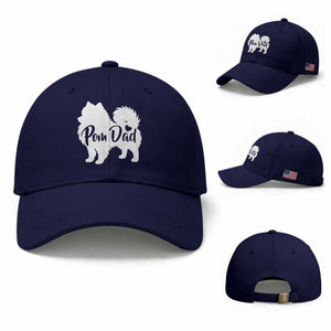 Proud Pomeranian Dad Baseball Cap Small Breed Dog Owner Gift TS12 Baseball Cap Universal Fit Dark Blue Print Your Wear