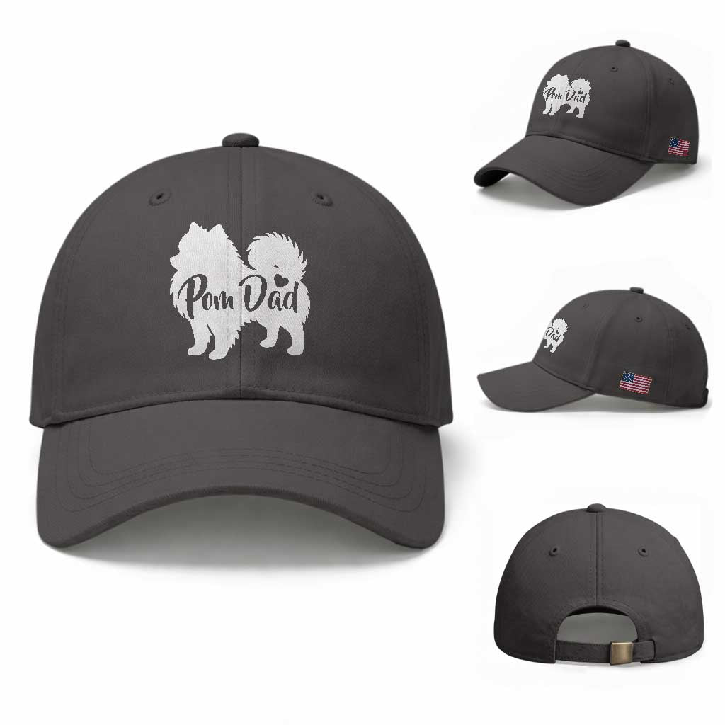 Proud Pomeranian Dad Baseball Cap Small Breed Dog Owner Gift TS12 Baseball Cap Universal Fit Dark Gray Print Your Wear