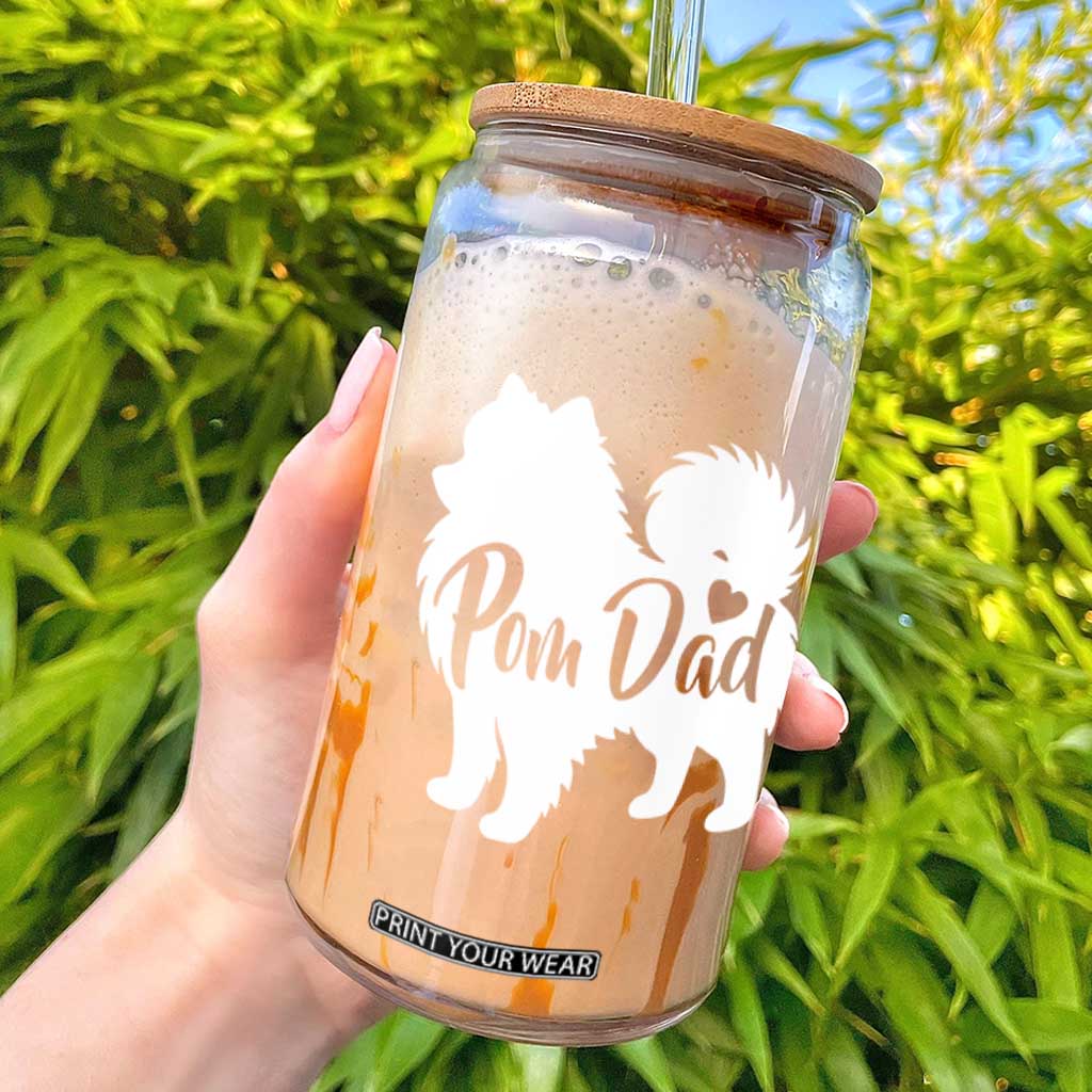 Proud Pomeranian Dad Glass Can Small Breed Dog Owner Gift TS12 Black Print Your Wear