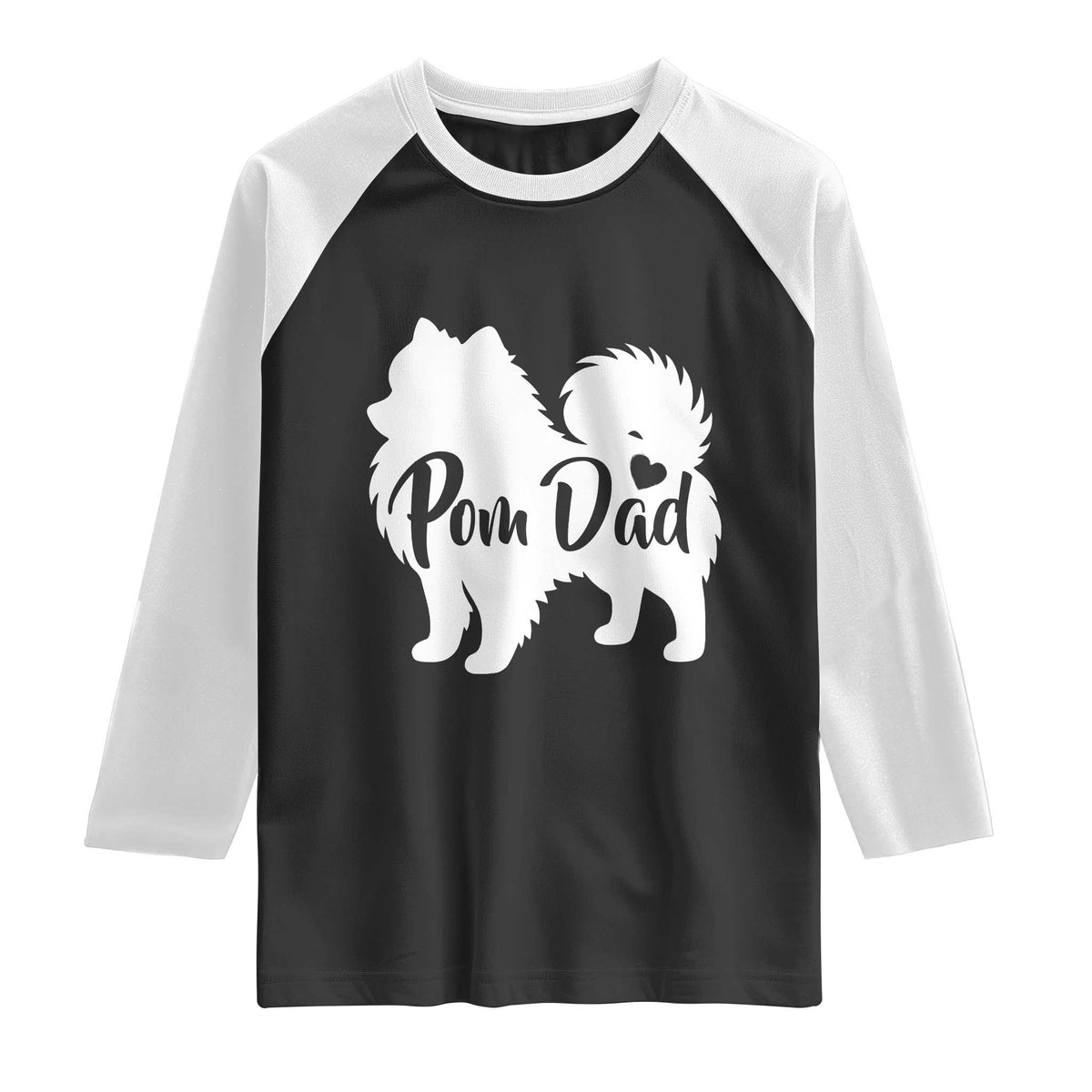 Proud Pomeranian Dad Raglan Shirt Small Breed Dog Owner Gift TS12 Black White Print Your Wear