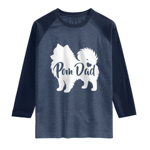 Proud Pomeranian Dad Raglan Shirt Small Breed Dog Owner Gift TS12 Heather Denim Navy Print Your Wear