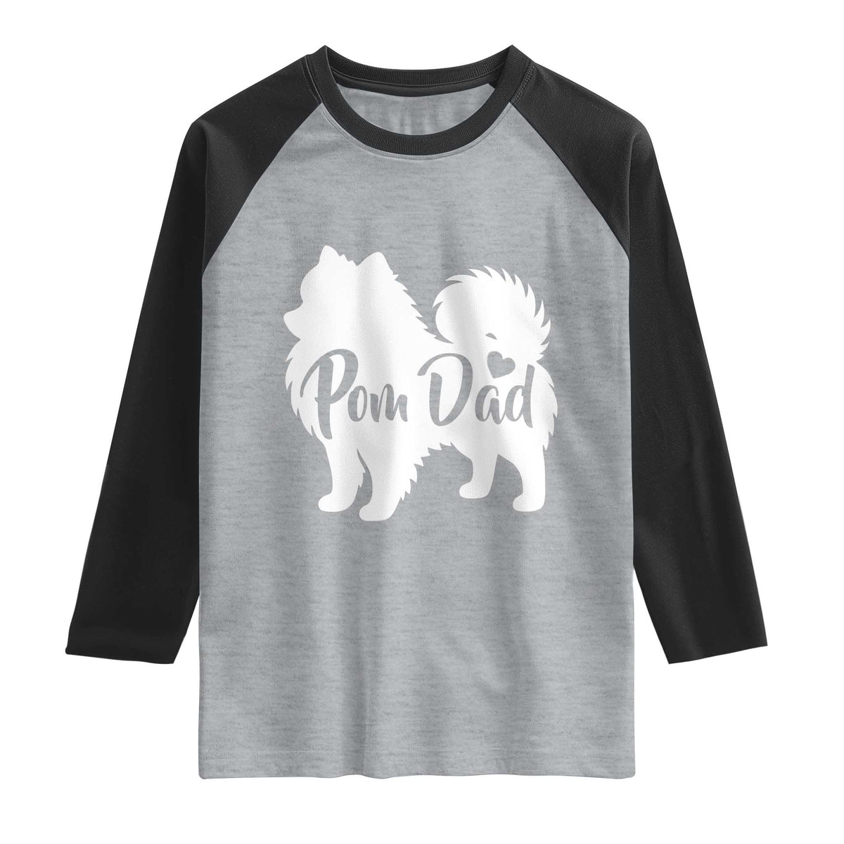 Proud Pomeranian Dad Raglan Shirt Small Breed Dog Owner Gift TS12 Heather Gray Black Print Your Wear
