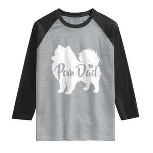 Proud Pomeranian Dad Raglan Shirt Small Breed Dog Owner Gift TS12 Heather Gray Black Print Your Wear