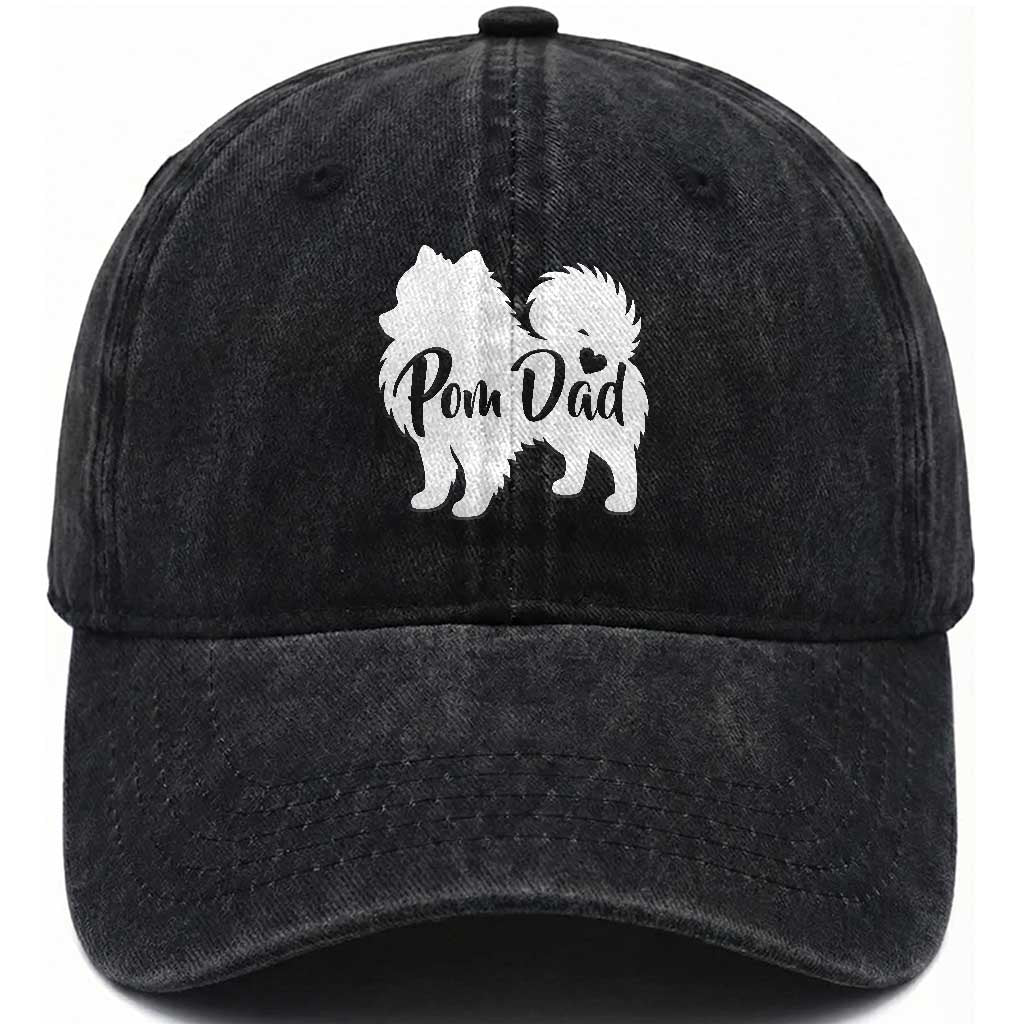 Proud Pomeranian Dad Washed Cotton Baseball Cap Small Breed Dog Owner Gift TS12 Print Your Wear