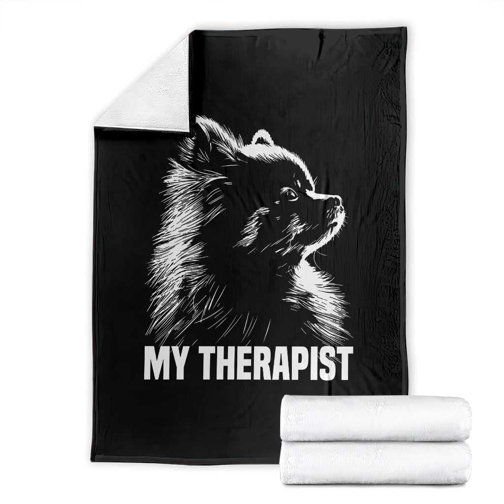 My Therapist Is A Pomeranian Throw Blanket Dog Lover Gift Idea TS12 Black Print Your Wear