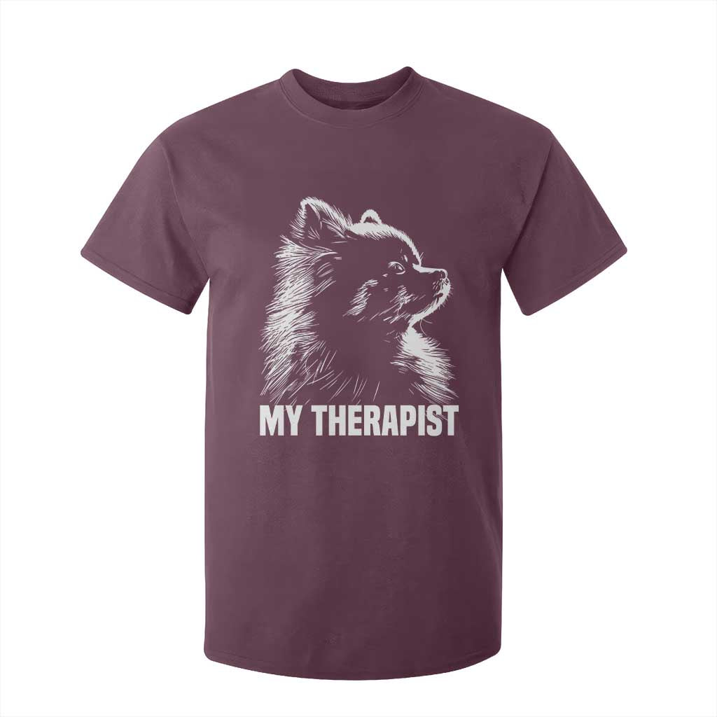 My Therapist Is A Pomeranian T Shirt For Kid Dog Lover Gift Idea TS12 Maroon Print Your Wear