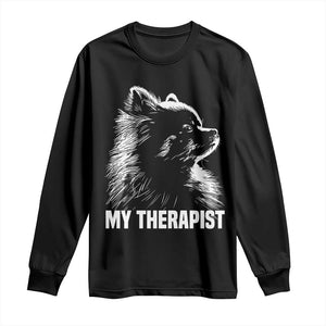 My Therapist Is A Pomeranian Long Sleeve Shirt Dog Lover Gift Idea TS12 Black Print Your Wear