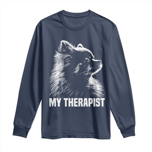 My Therapist Is A Pomeranian Long Sleeve Shirt Dog Lover Gift Idea TS12 Navy Print Your Wear