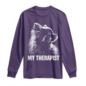 My Therapist Is A Pomeranian Long Sleeve Shirt Dog Lover Gift Idea TS12 Purple Print Your Wear