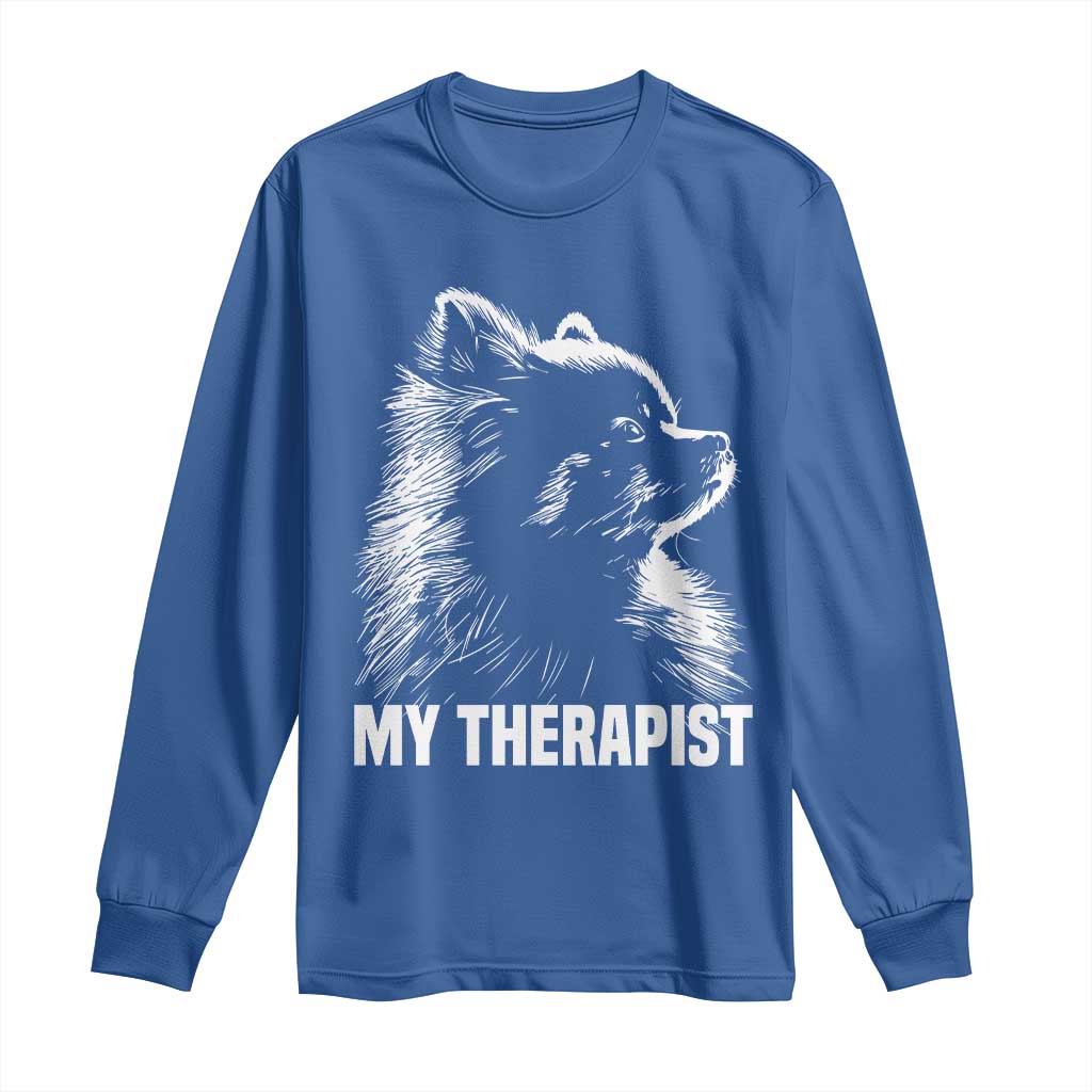 My Therapist Is A Pomeranian Long Sleeve Shirt Dog Lover Gift Idea TS12 Royal Blue Print Your Wear