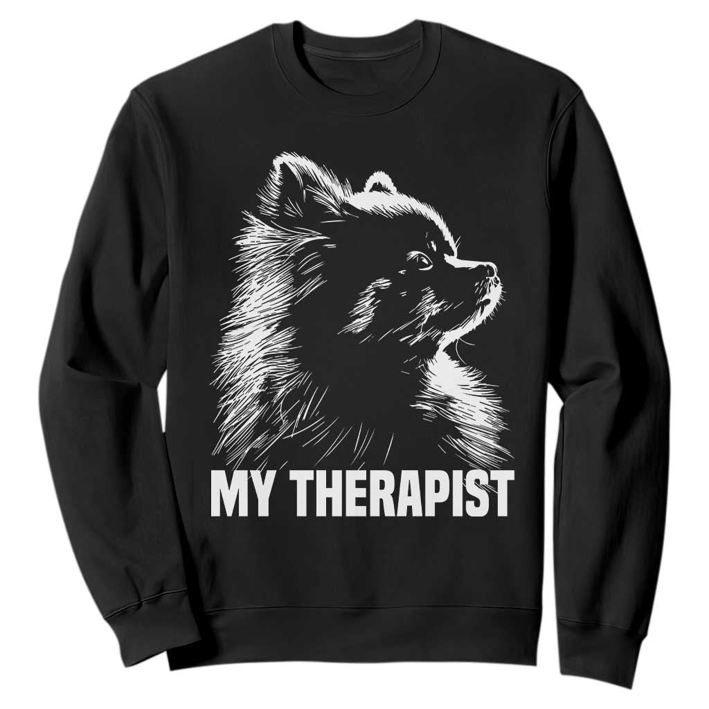 My Therapist Is A Pomeranian Sweatshirt Dog Lover Gift Idea TS12 Black Print Your Wear