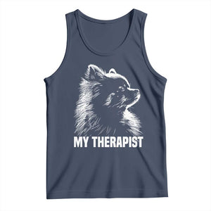 My Therapist Is A Pomeranian Tank Top Dog Lover Gift Idea TS12 Navy Print Your Wear