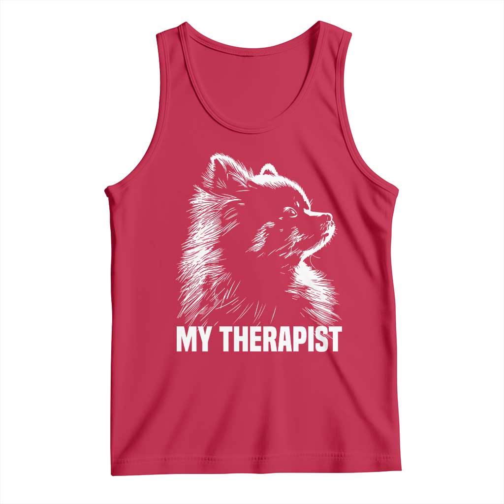My Therapist Is A Pomeranian Tank Top Dog Lover Gift Idea TS12 Red Print Your Wear