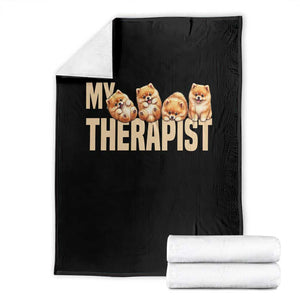 My Therapist Is My Dog Throw Blanket Cute Pomeranian Lover Meme TS12 Black Print Your Wear