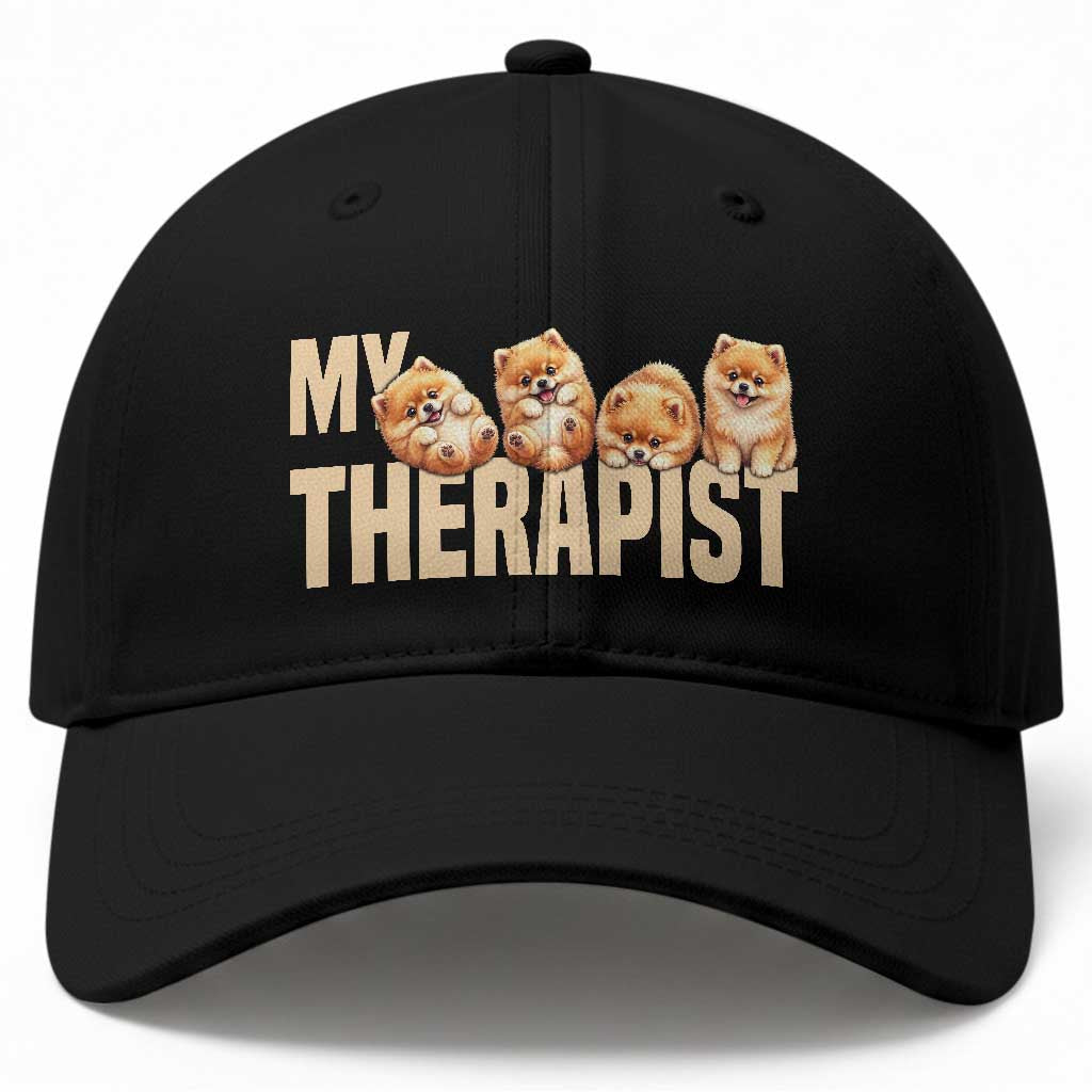 My Therapist Is My Dog Baseball Cap Cute Pomeranian Lover Meme TS12 Print Your Wear