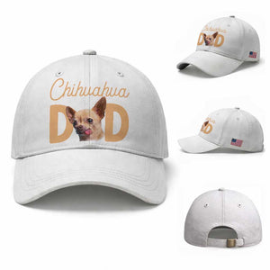 Proud Chihuahua Dad Baseball Cap Ankle Biter Dog Lover TS12 Baseball Cap Universal Fit White Print Your Wear