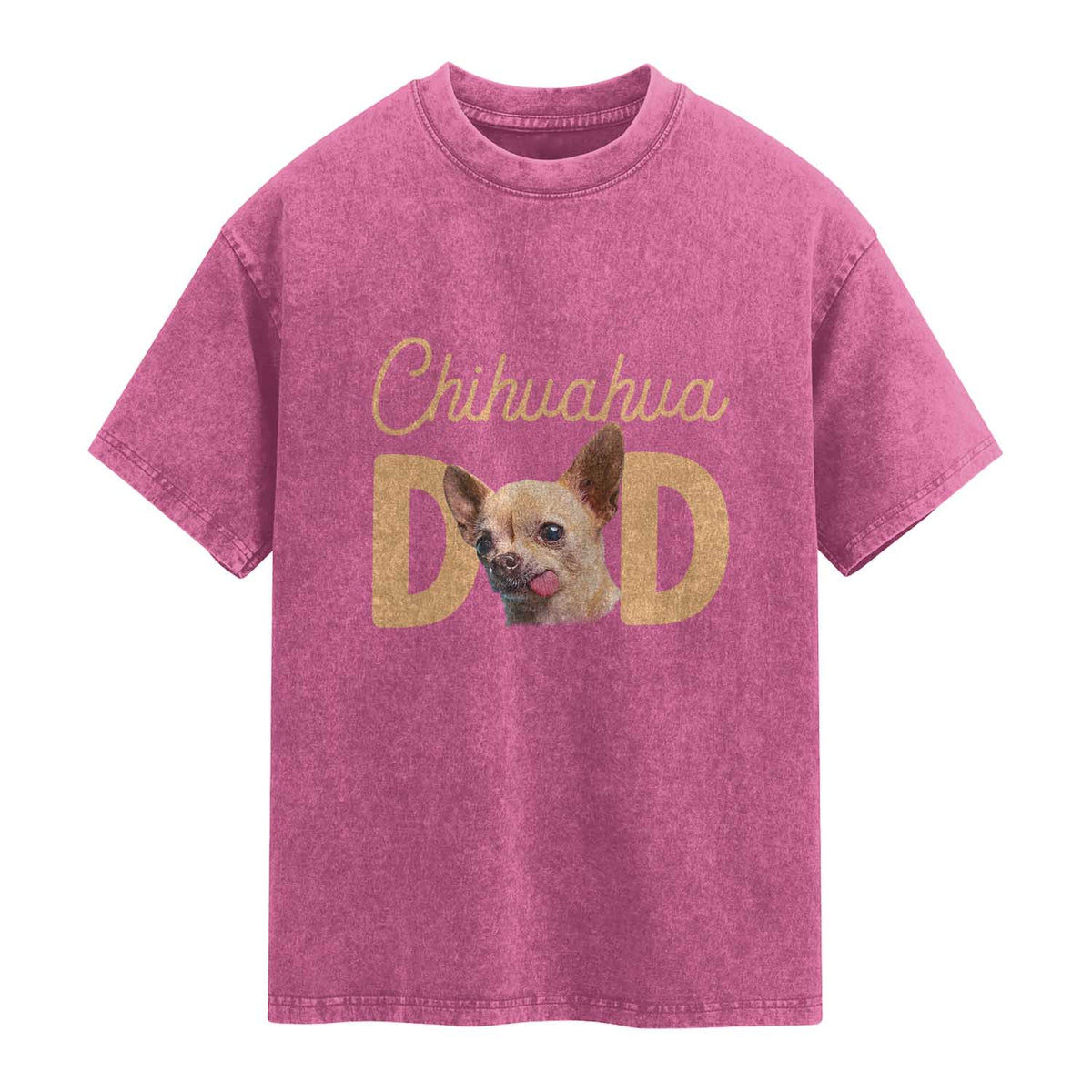 Proud Chihuahua Dad Washed Cotton T-Shirt Ankle Biter Dog Lover