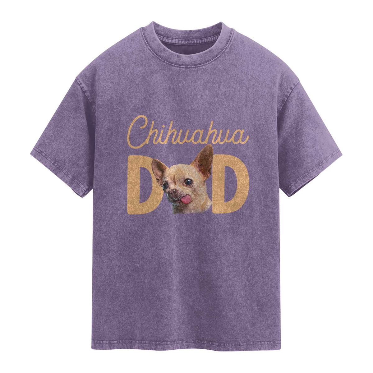 Proud Chihuahua Dad Washed Cotton T-Shirt Ankle Biter Dog Lover
