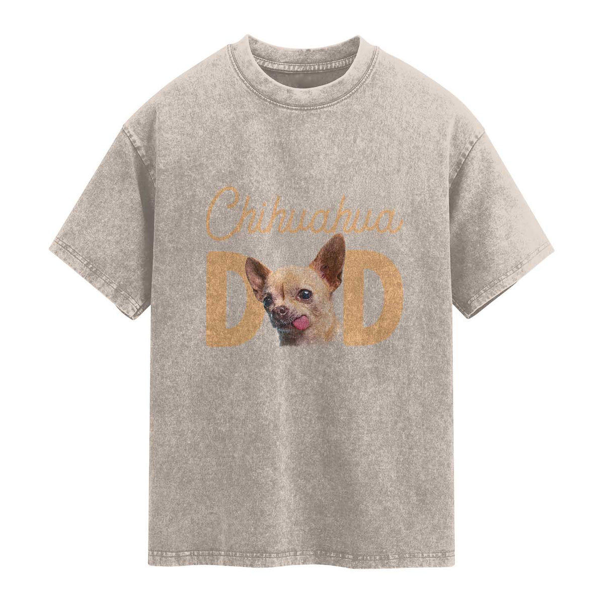 Proud Chihuahua Dad Washed Cotton T-Shirt Ankle Biter Dog Lover