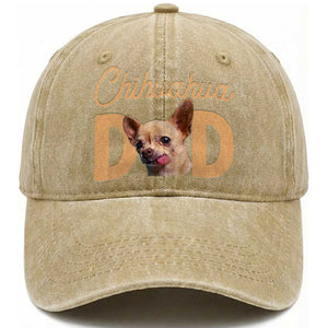 Proud Chihuahua Dad Washed Cotton Baseball Cap Ankle Biter Dog Lover TS12 Print Your Wear